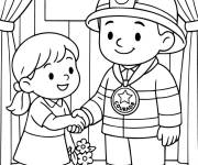 Coloriage Badge de pompier
