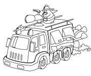 Coloriage Camion de pompier de cartoon