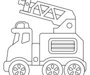 Coloriage Camion de pompier en noir et blanc