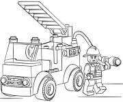 Coloriage Camion de pompier Lego pour enfants