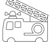 Coloriage Camion pompier &agrave; &eacute;chelle