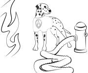 Coloriage Chien de pompier contre l'incendie