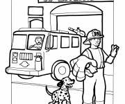 Coloriage D&eacute;partement incendie pour enfants