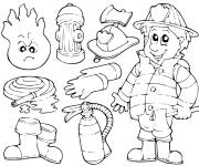 Coloriage El&eacute;ments de pompiers et de l'incendie