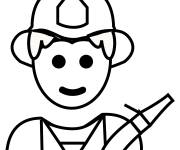 Coloriage &Eacute;moji pompier contre l'incendie