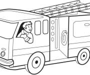 Coloriage et dessins gratuit Equipage dans le camion de pompiers à imprimer