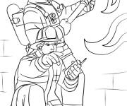 Coloriage Equipe de pompier lutant l'incendie