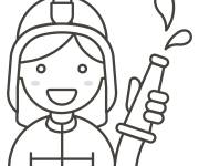 Coloriage Femme pompier facile