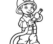 Coloriage Jeune h&eacute;ro pompier