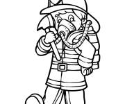 Coloriage Jeune pompier &eacute;quip&eacute; en vecteur