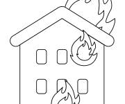 Coloriage Maison en incendie