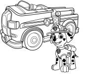Coloriage Paw Patrol Marshall et camion de pompier