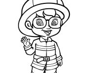 Coloriage Petit pompier mignon