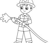 Coloriage Pompier contre l'incendie