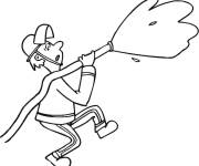 Coloriage Pompier drole au travail