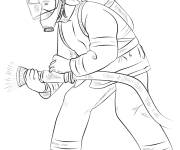 Coloriage Pompier en action