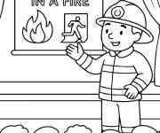 Coloriage Pompier en formation dans le d&eacute;partement incendie