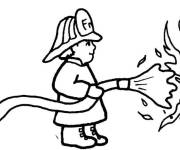 Coloriage Pompier &eacute;teint l'incendie