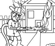 Coloriage Pompier &eacute;teint le feu