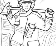 Coloriage Pompier femme dans le d&eacute;partement
