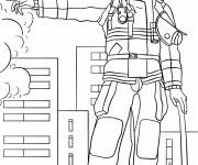 Coloriage Pompier h&eacute;ro&iuml;quement &eacute;teint l'incendie