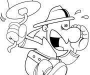 Coloriage Pompier sonnant la cloche de dessin anim&eacute;