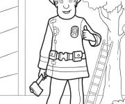 Coloriage Pompier tenant une hache cp