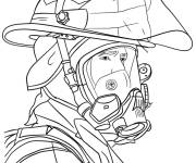 Coloriage Portrait d'un pompier contre l'incendie