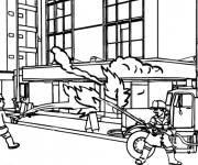 Coloriage Sapeurs pompiers et l'incendie
