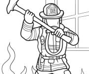 Coloriage Un pompier englouti par les flammes