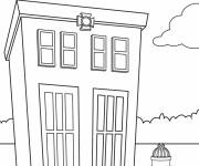 Coloriage Une vue d'un d&eacute;partement d'incendie