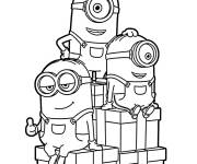 Coloriage Amis minions avec des cadeaux