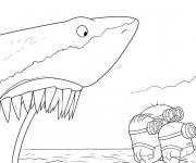 Coloriage et dessins gratuit Attaque de requin dans Des Minions et des Monstres à imprimer