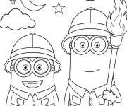 Coloriage Bonb et kevin minions qui explorent
