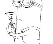 Coloriage et dessins gratuit Minion Kevin et son arme à imprimer