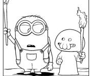 Coloriage et dessins gratuit Minions avec la flamme à imprimer