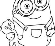 Coloriage Minions Bob et son ourson