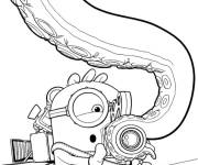 Coloriage Minions contre le monstre