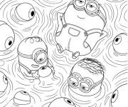 Coloriage Minions d'amusent avec les monstres