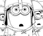 Coloriage Minions en tenu de guerriers