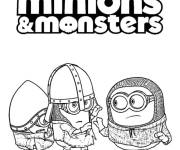 Coloriage Minions et des Monstres en action
