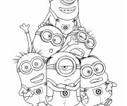 Coloriage Minions heureux sans monstres