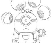 Coloriage Minions parmi des yeux