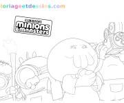 Coloriage Minions pr&ecirc;t &agrave; lancer un fus&eacute;e