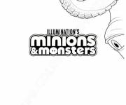 Coloriage et dessins gratuit Petit minion et grand monstre à imprimer