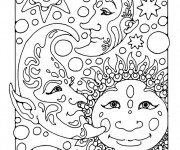 Coloriage et dessins gratuit Difficile Planètes et Étoiles à imprimer