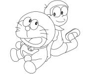 Coloriage Anime Doraemon et son copain