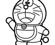 Coloriage B&eacute;b&eacute; Doraemon en agitant la main