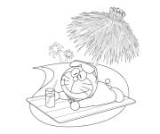 Coloriage C'est le temps de se relaxer Doraemon
