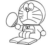 Coloriage Doraemon aime la lecture